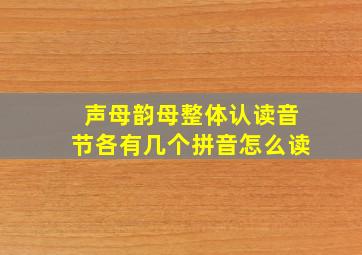 声母韵母整体认读音节各有几个拼音怎么读