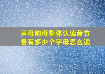 声母韵母整体认读音节各有多少个字母怎么读