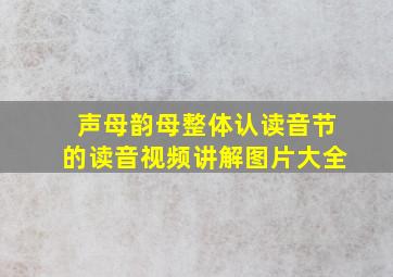 声母韵母整体认读音节的读音视频讲解图片大全