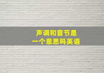 声调和音节是一个意思吗英语