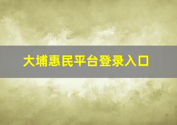 大埔惠民平台登录入口