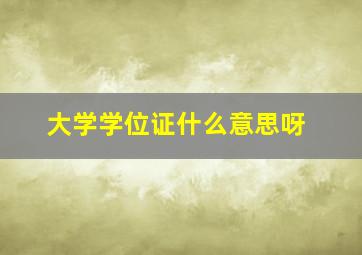 大学学位证什么意思呀