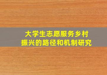 大学生志愿服务乡村振兴的路径和机制研究