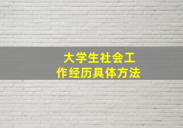 大学生社会工作经历具体方法