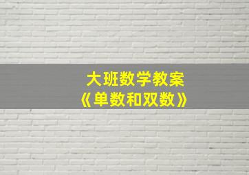 大班数学教案《单数和双数》