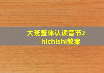 大班整体认读音节zhichishi教案