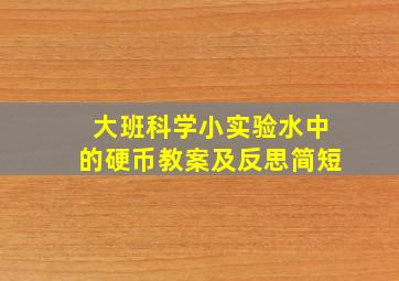 大班科学小实验水中的硬币教案及反思简短