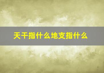 天干指什么地支指什么