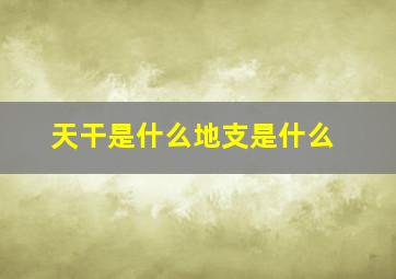 天干是什么地支是什么