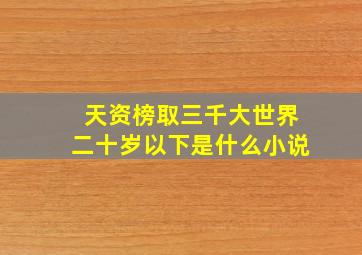 天资榜取三千大世界二十岁以下是什么小说