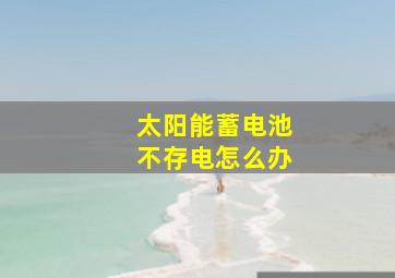 太阳能蓄电池不存电怎么办