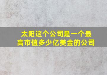 太阳这个公司是一个最高市值多少亿美金的公司