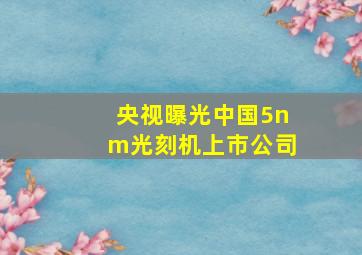 央视曝光中国5nm光刻机上市公司