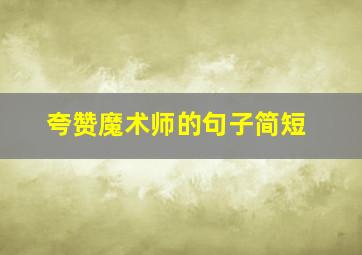 夸赞魔术师的句子简短