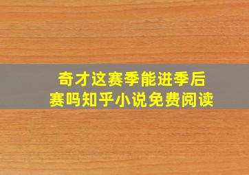 奇才这赛季能进季后赛吗知乎小说免费阅读