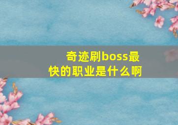 奇迹刷boss最快的职业是什么啊