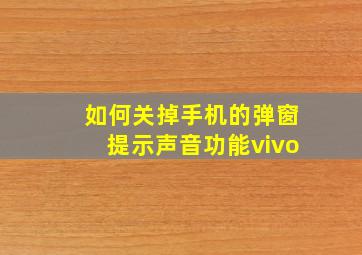 如何关掉手机的弹窗提示声音功能vivo