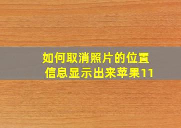 如何取消照片的位置信息显示出来苹果11