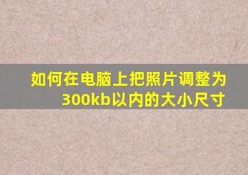 如何在电脑上把照片调整为300kb以内的大小尺寸