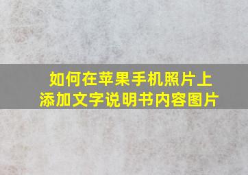 如何在苹果手机照片上添加文字说明书内容图片