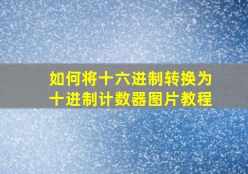 如何将十六进制转换为十进制计数器图片教程