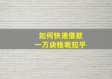 如何快速借款一万块钱呢知乎