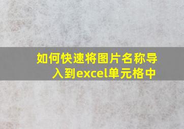 如何快速将图片名称导入到excel单元格中