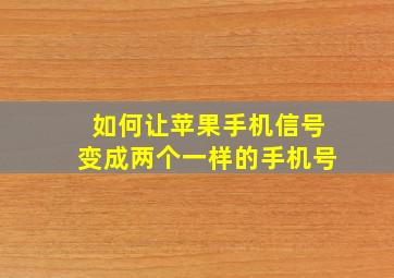 如何让苹果手机信号变成两个一样的手机号