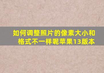 如何调整照片的像素大小和格式不一样呢苹果13版本