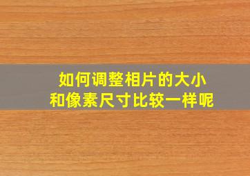 如何调整相片的大小和像素尺寸比较一样呢