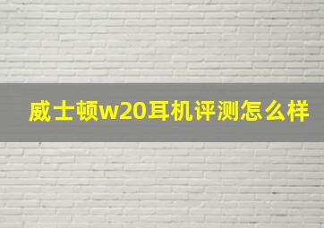 威士顿w20耳机评测怎么样