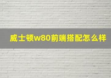 威士顿w80前端搭配怎么样