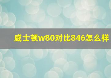 威士顿w80对比846怎么样