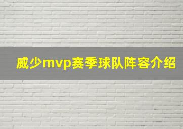 威少mvp赛季球队阵容介绍