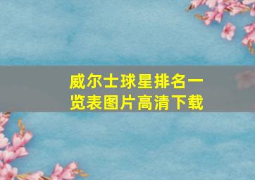 威尔士球星排名一览表图片高清下载