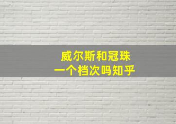 威尔斯和冠珠一个档次吗知乎