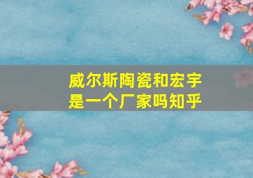 威尔斯陶瓷和宏宇是一个厂家吗知乎