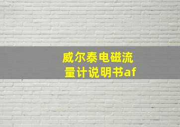 威尔泰电磁流量计说明书af