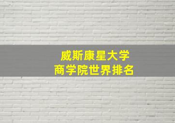 威斯康星大学商学院世界排名