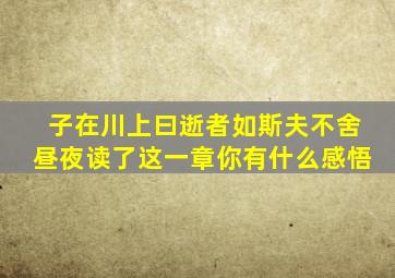 子在川上曰逝者如斯夫不舍昼夜读了这一章你有什么感悟