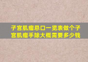 子宫肌瘤忌口一览表做个子宫肌瘤手除大概需要多少钱