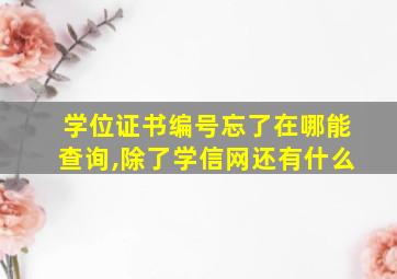 学位证书编号忘了在哪能查询,除了学信网还有什么