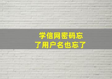 学信网密码忘了用户名也忘了