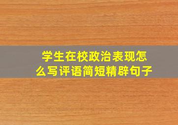 学生在校政治表现怎么写评语简短精辟句子