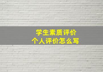 学生素质评价个人评价怎么写