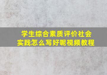 学生综合素质评价社会实践怎么写好呢视频教程