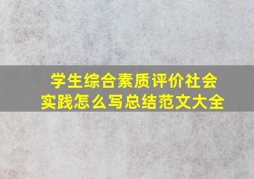 学生综合素质评价社会实践怎么写总结范文大全