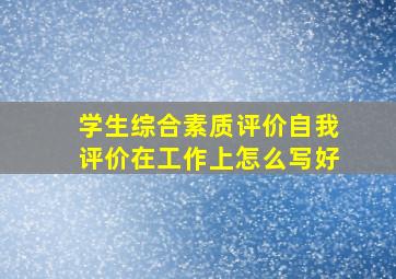 学生综合素质评价自我评价在工作上怎么写好