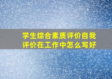 学生综合素质评价自我评价在工作中怎么写好