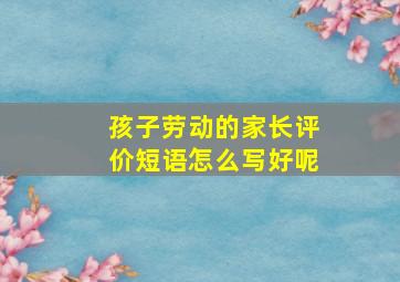 孩子劳动的家长评价短语怎么写好呢